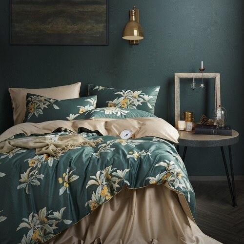 Arjoma Leaf Floral Birds Egyptian Cotton Bedding set - Nordic Side - Arjoma, Bedding, Birds, Cotton, Egyptian, Floral, Leaf, set