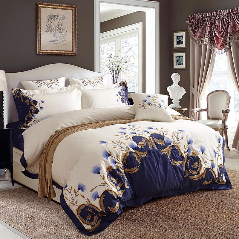 Zaydena Luxury Embroidered  Egyptian Cotton Duvet Cover Set - Nordic Side - Bedding, Cotton, Egyptian, Embroidered, Luxury, set, Soft, Zevilla