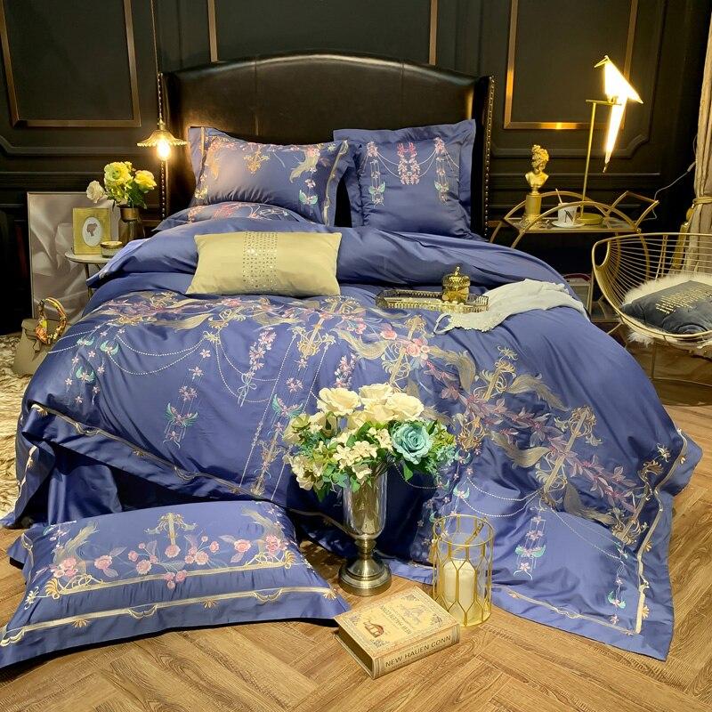 Dark Dlate Blue Egyptian Cotton Duvet Set