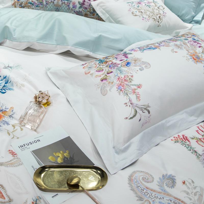 Patterned Petal Duvet Cover Set (Egyptian Cotton) - Nordic Side - bed, bedding, spo-enabled