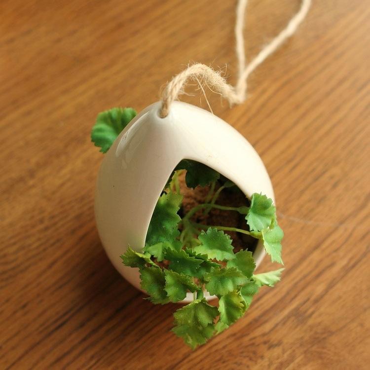 Decorative Ceramic Hanging Planter Pot with Artificial Plant - Nordic Side - 02-06, feed-cl1-planters, modern-planter-collection