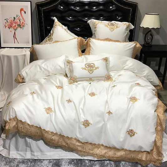 Karlena Oriental Egyptian cotton Embroidery Luxury Royal Duvet Cover Set - Nordic Side - Bedding, cotton, Egypian, Embroidery, Karlena, Luxury, Oriental, Royal, Set