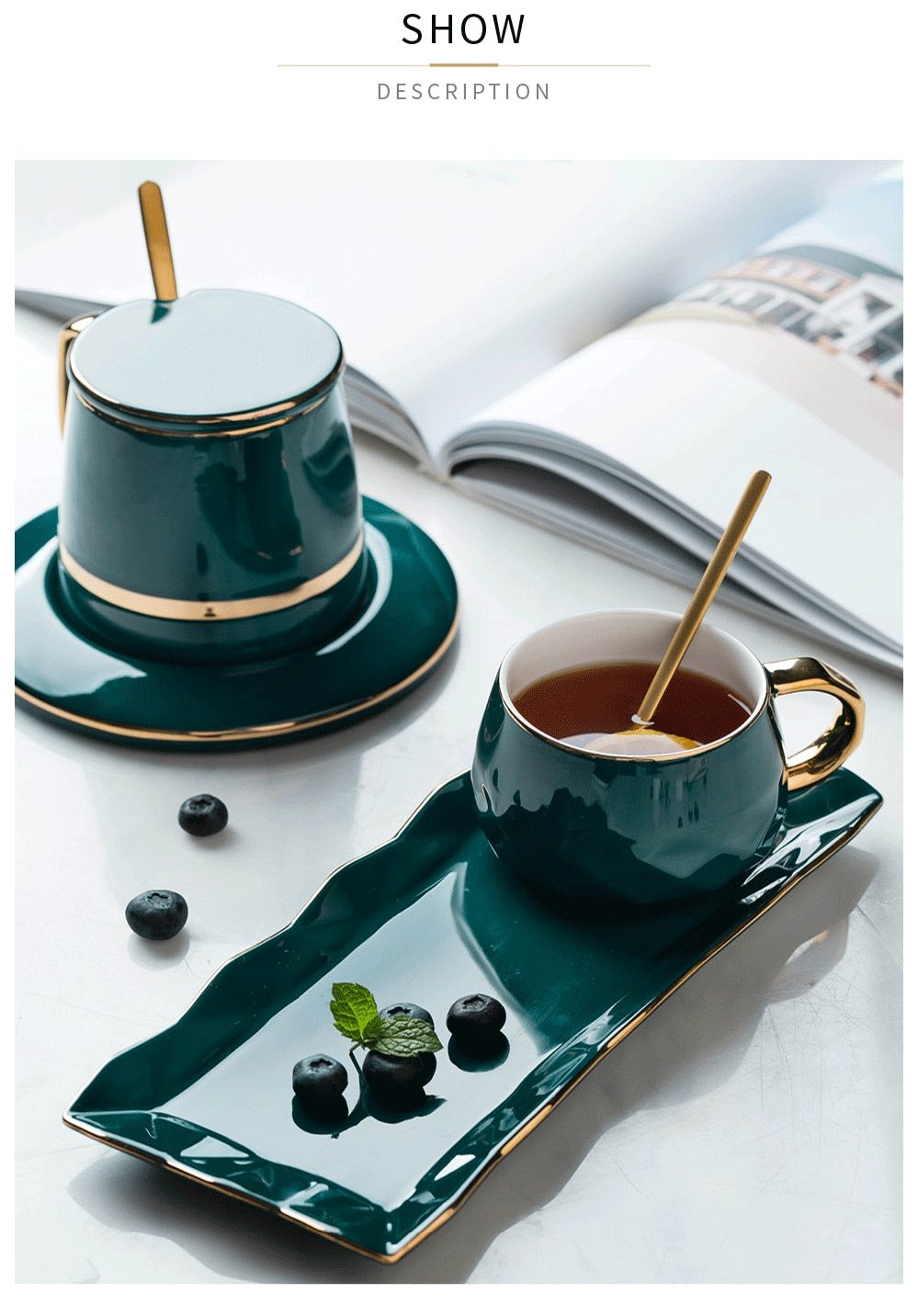 Green Elegant Green Ceramic Coffee Set