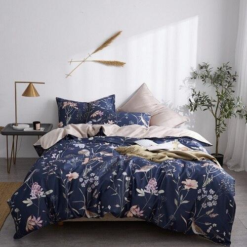 Arjoma Leaf Floral Birds Egyptian Cotton Bedding set - Nordic Side - Arjoma, Bedding, Birds, Cotton, Egyptian, Floral, Leaf, set