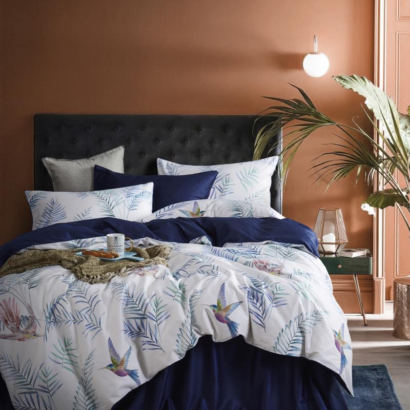 Arjoma Leaf Floral Birds Egyptian Cotton Bedding set - Nordic Side - Arjoma, Bedding, Birds, Cotton, Egyptian, Floral, Leaf, set