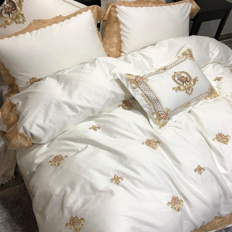 Karlena Oriental Egyptian cotton Embroidery Luxury Royal Duvet Cover Set - Nordic Side - Bedding, cotton, Egypian, Embroidery, Karlena, Luxury, Oriental, Royal, Set