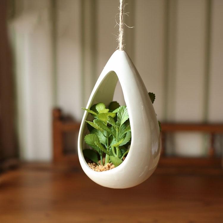 Decorative Ceramic Hanging Planter Pot with Artificial Plant - Nordic Side - 02-06, feed-cl1-planters, modern-planter-collection