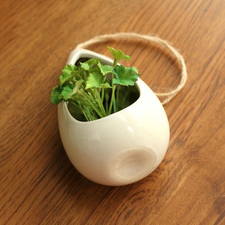 Decorative Ceramic Hanging Planter Pot with Artificial Plant - Nordic Side - 02-06, feed-cl1-planters, modern-planter-collection