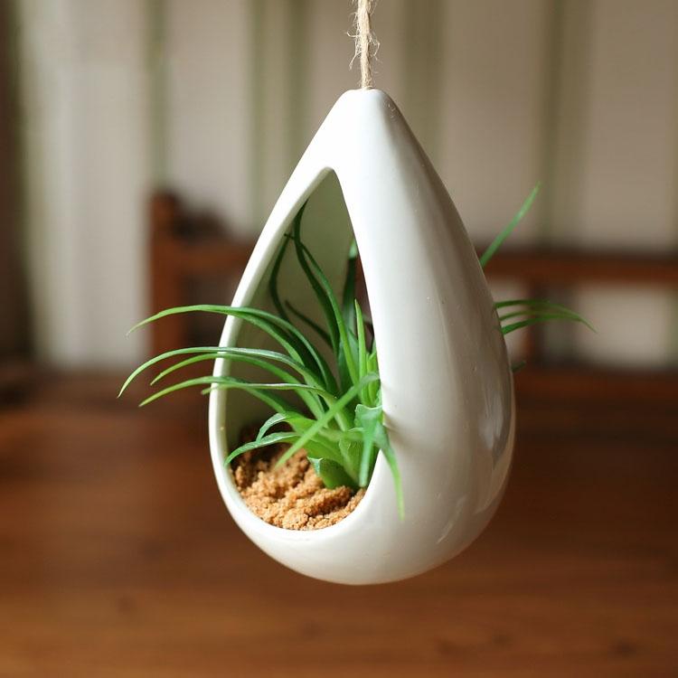 Decorative Ceramic Hanging Planter Pot with Artificial Plant - Nordic Side - 02-06, feed-cl1-planters, modern-planter-collection