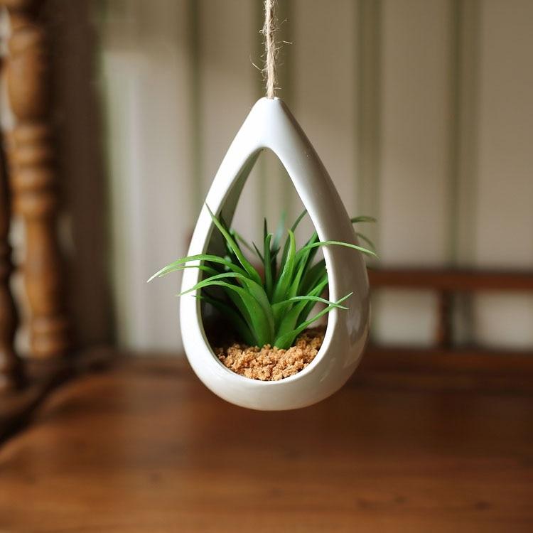 Decorative Ceramic Hanging Planter Pot with Artificial Plant - Nordic Side - 02-06, feed-cl1-planters, modern-planter-collection