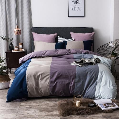 Fiorella 100% Cotton coffee grey purple green pink Duvet Cover Set - Nordic Side - 100%, Bedding, coffee, Cotton, Fiorella, green, grey, pink, purple, Set