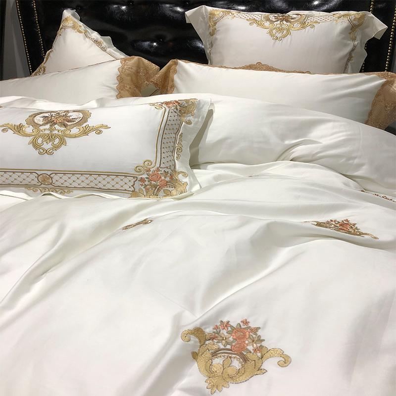 Karlena Oriental Egyptian cotton Embroidery Luxury Royal Duvet Cover Set - Nordic Side - Bedding, cotton, Egypian, Embroidery, Karlena, Luxury, Oriental, Royal, Set