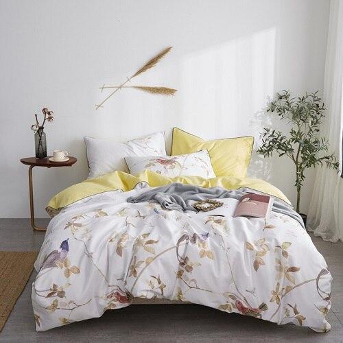 Vedona Silky Floral and Bird Egyptian Cotton Cover Duvet Cover Set - Nordic Side - and, Bedding, Bird, Cotton, Cover, Egyptian, Floral, Set, Silky, Vedona