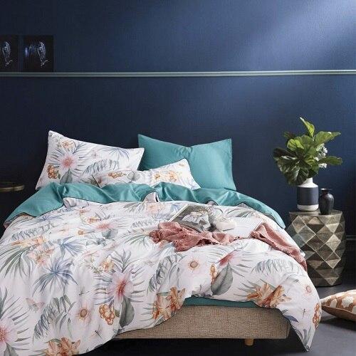 Arjoma Leaf Floral Birds Egyptian Cotton Bedding set - Nordic Side - Arjoma, Bedding, Birds, Cotton, Egyptian, Floral, Leaf, set