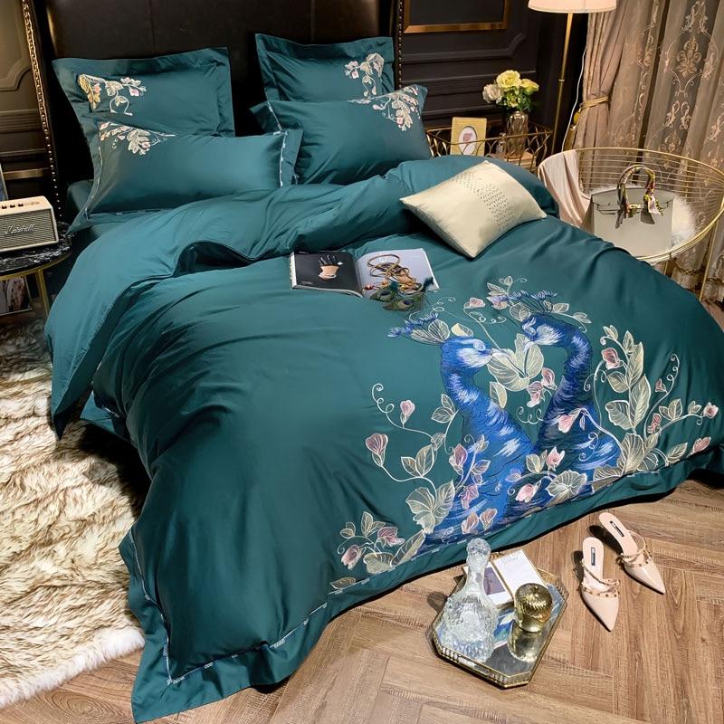 Green Luxury Peacock Duvet Set