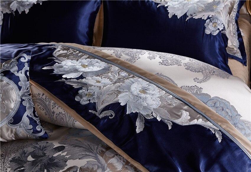 Impero Blue Silver Silk Cotton Jacquard Luxury Chinese Duvet Cover Set - Nordic Side - Bedding, Blue, Chinese, Cotton, Impero, Jacquard, Luxury, Set, Silk, Silver, us