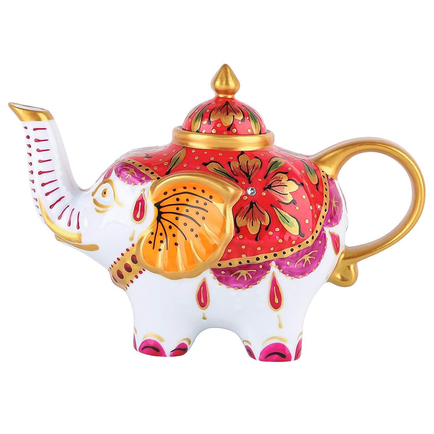 Porcelain Hand Painted Elephant Shape Teapot 800 ml - Nordic Side - 800, Artvigor, Coffeepot, Coffeepots, Crafts, Elephant, Family, Gift, Hand, ml, Office, Painted, Porcelain, Shape, Teapot, 