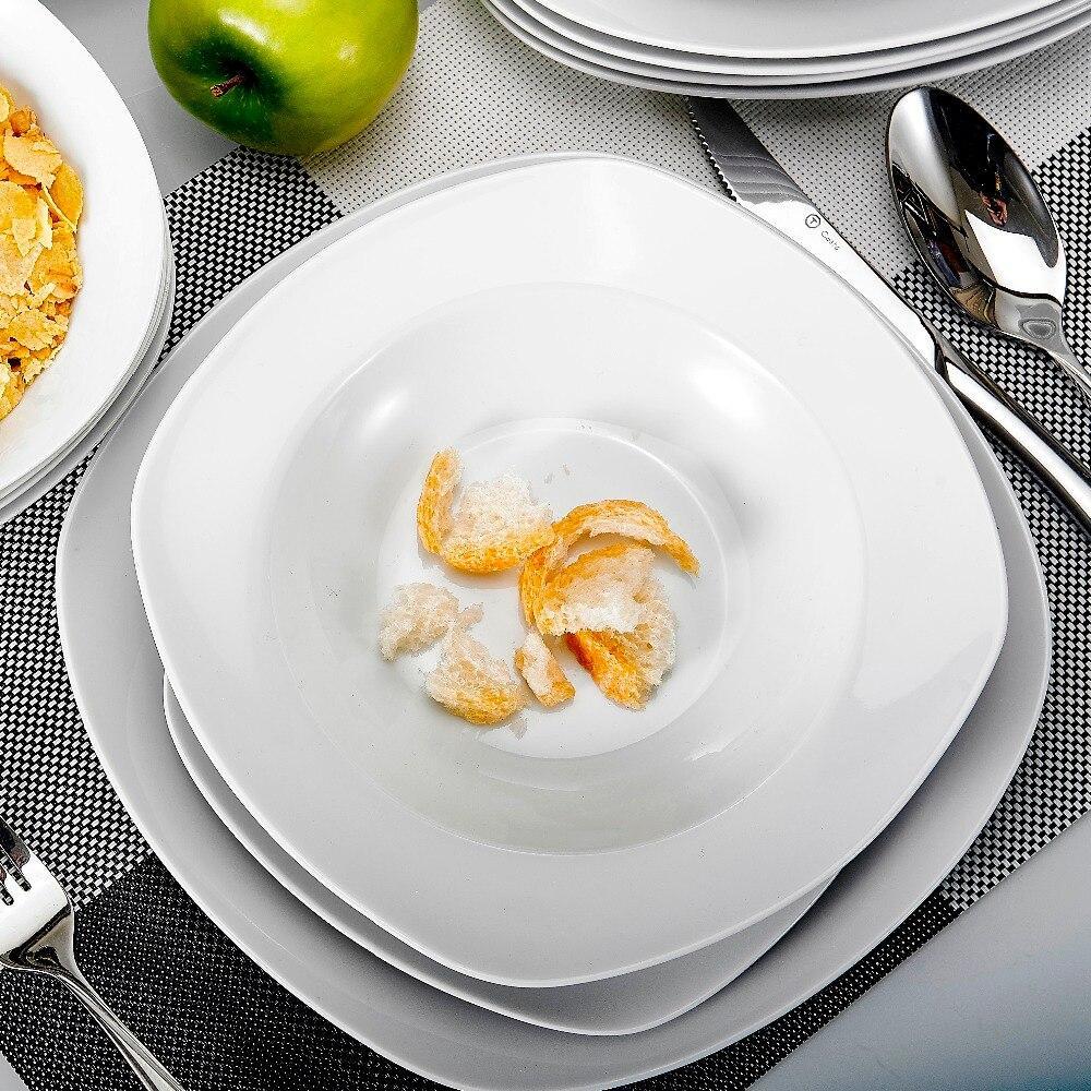 Series Elisa 24-Piece Porcelain Dinner Set Cereal Bowls Dinner Soup Dessert Plates Set for 6 Person (White) - Nordic Side - 24, Bowls, Cereal, Dessert, Dinner, Elisa, for, MALACASA, Person, P