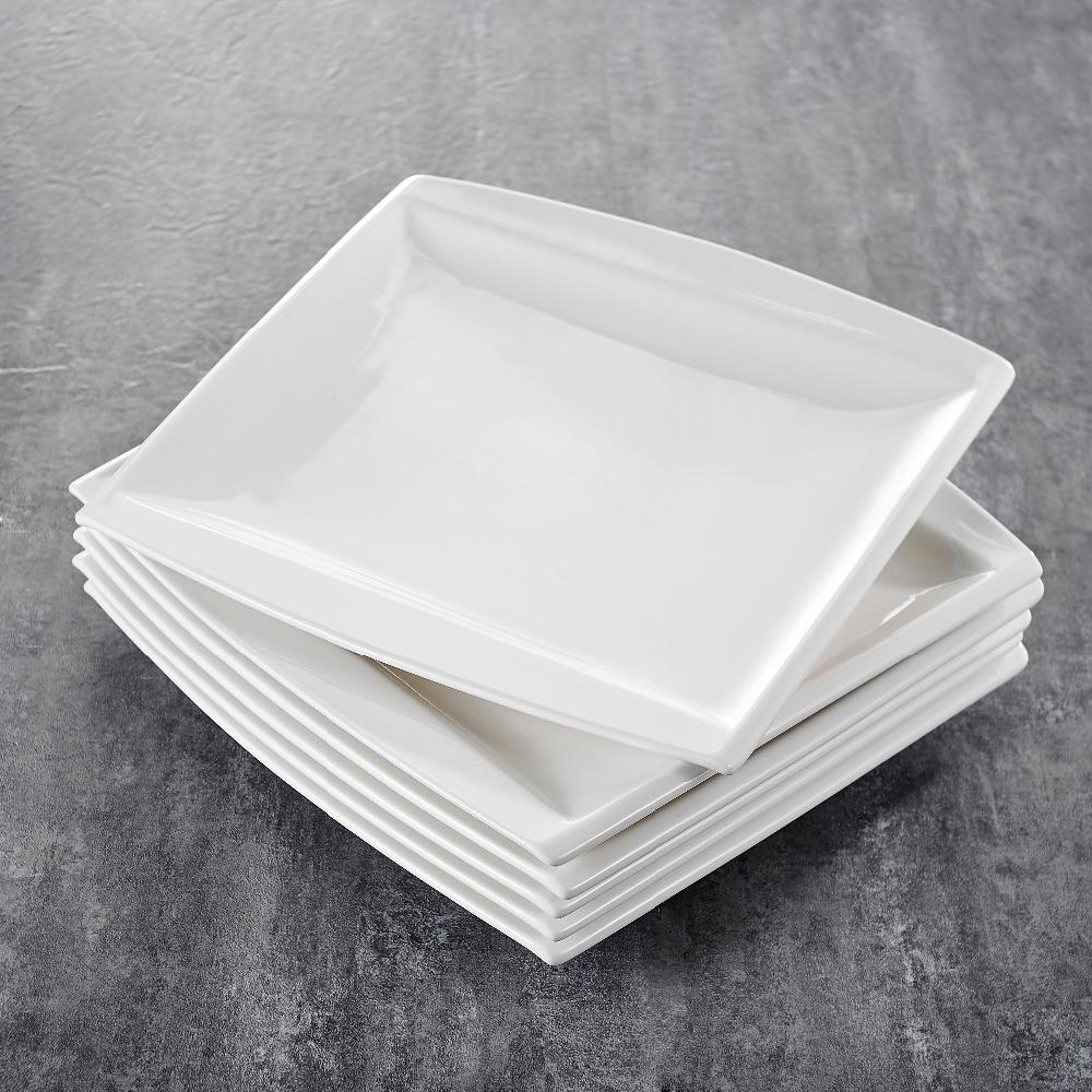 Blance 6-Piece Series Ivory White Porcelain Large Flat Plate (10.25 inch) - Nordic Side - 1025, Blance, Ceramic, China, Cream, Dinner, Flat, inch, Ivory, Large, MALACASA, Piece, Plate, Plates