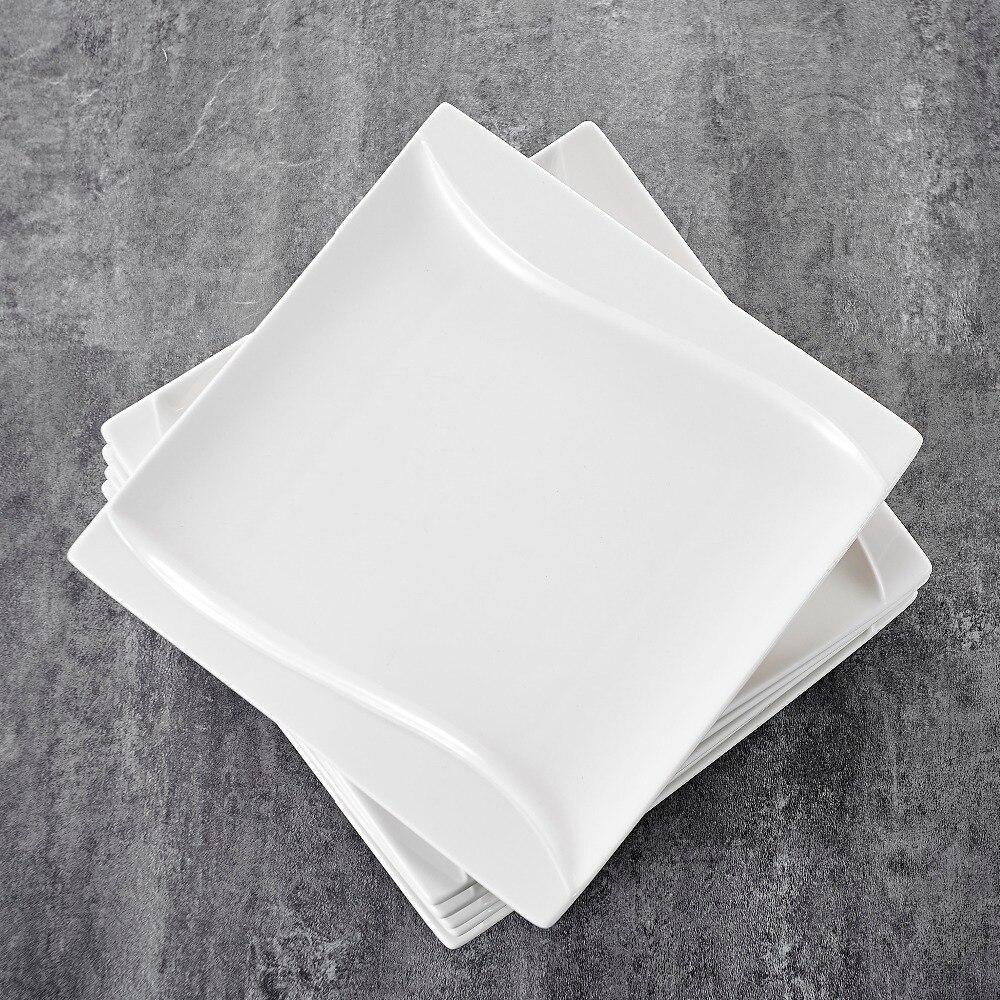 Carina 6-Piece Series Ivory White Porcelain China Ceramic Dinner Plates (10") - Nordic Side - 10, Carina, Ceramic, China, Cream, Dinner, Ivory, MALACASA, Piece, Plates, Porcelain, Series, Whi