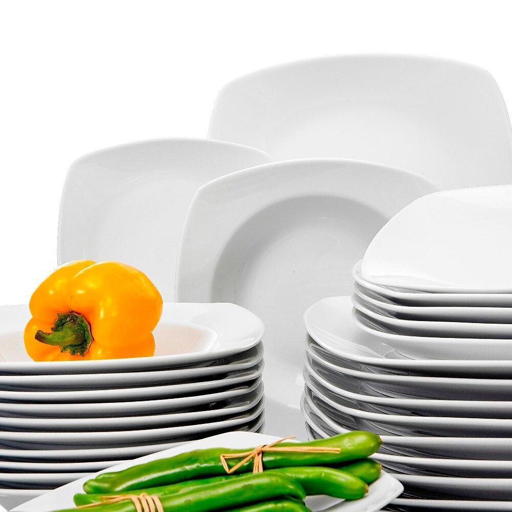 SERIES JULIA 36-Piece Porcelain Dinner Set Dinner Soup Dessert Plates Set for 12 Person (White) - Nordic Side - 12, 36, Dessert, Dinner, for, JULIA, MALACASA, Person, Piece, Plates, Porcelain