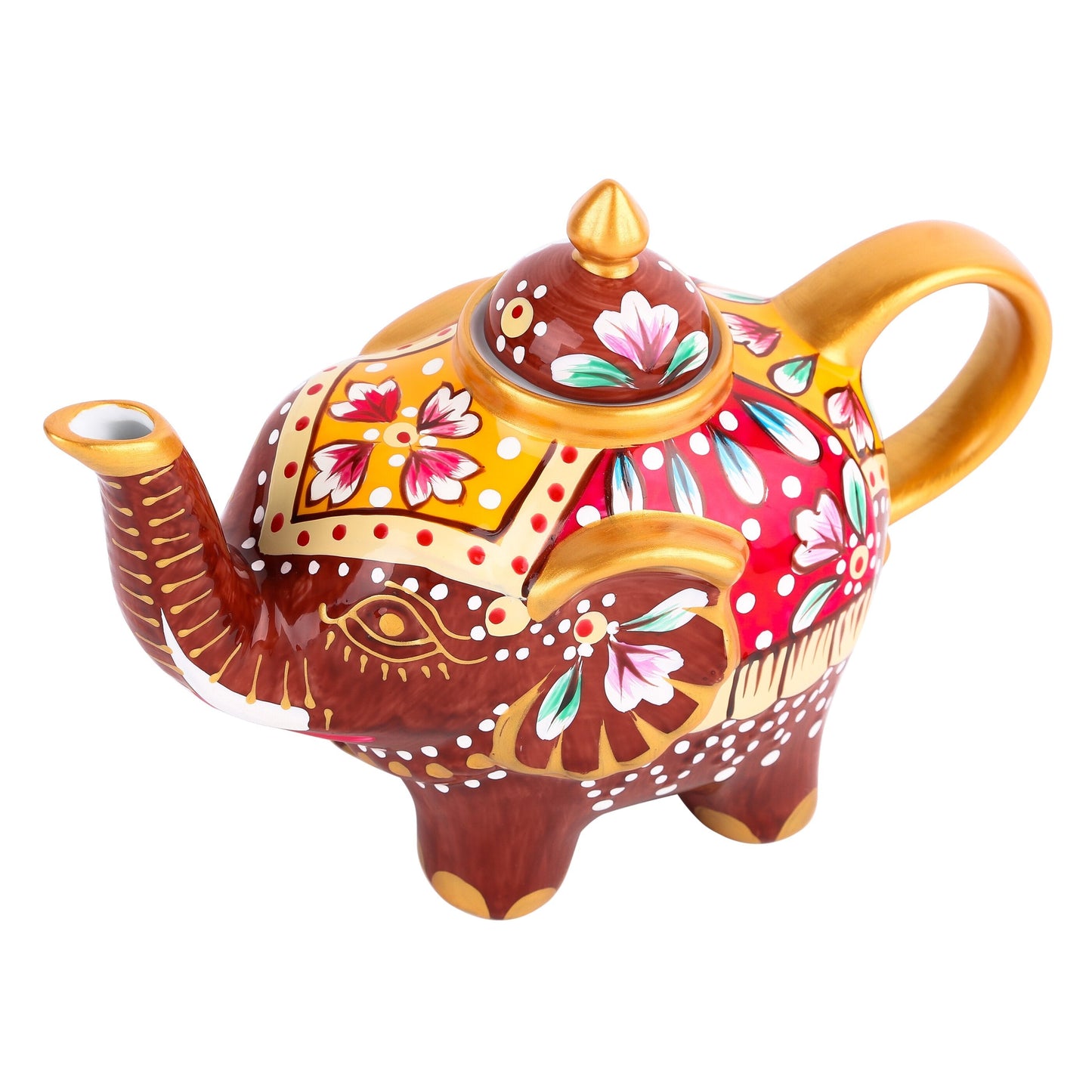 Porcelain Hand Painted Multicolor Elephant Shape Teapots Crafts with Gift Box 800 ml - Nordic Side - 800, Artvigor, Box, Coffeepots, Crafts, Elephant, Fanily, Gift, Hand, ml, Multicolor, Offi