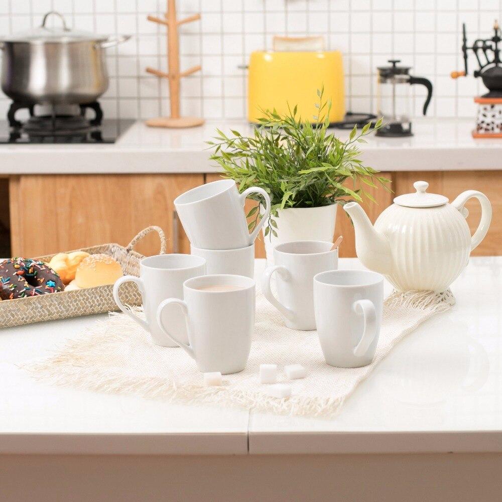 Elisa Series  6 Pieces Ivory White Porcelain Coffee Mug - Nordic Side - 360, cc, Coffee, Cup, Elisa, Ivory, MALACASA, Mug, Pieces, Porcelain, Series, White