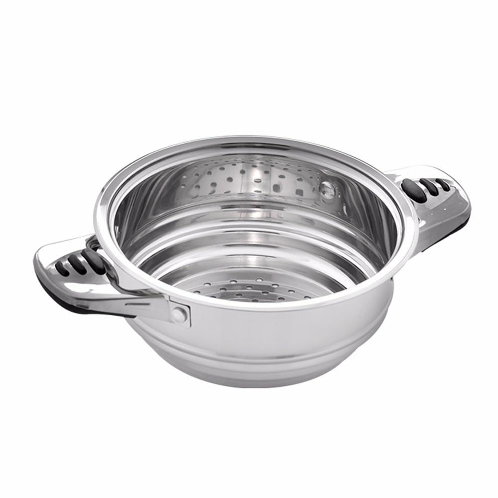 Cookware Set Stainless Steel 16-Piece Cooking Pot&Pan Set Induction Include Saucepan,Casserole,Salad Bowl,Steaming Insert (Silver) - Nordic Side - 16, BowlSteaming, Cooking, Cookware, Include