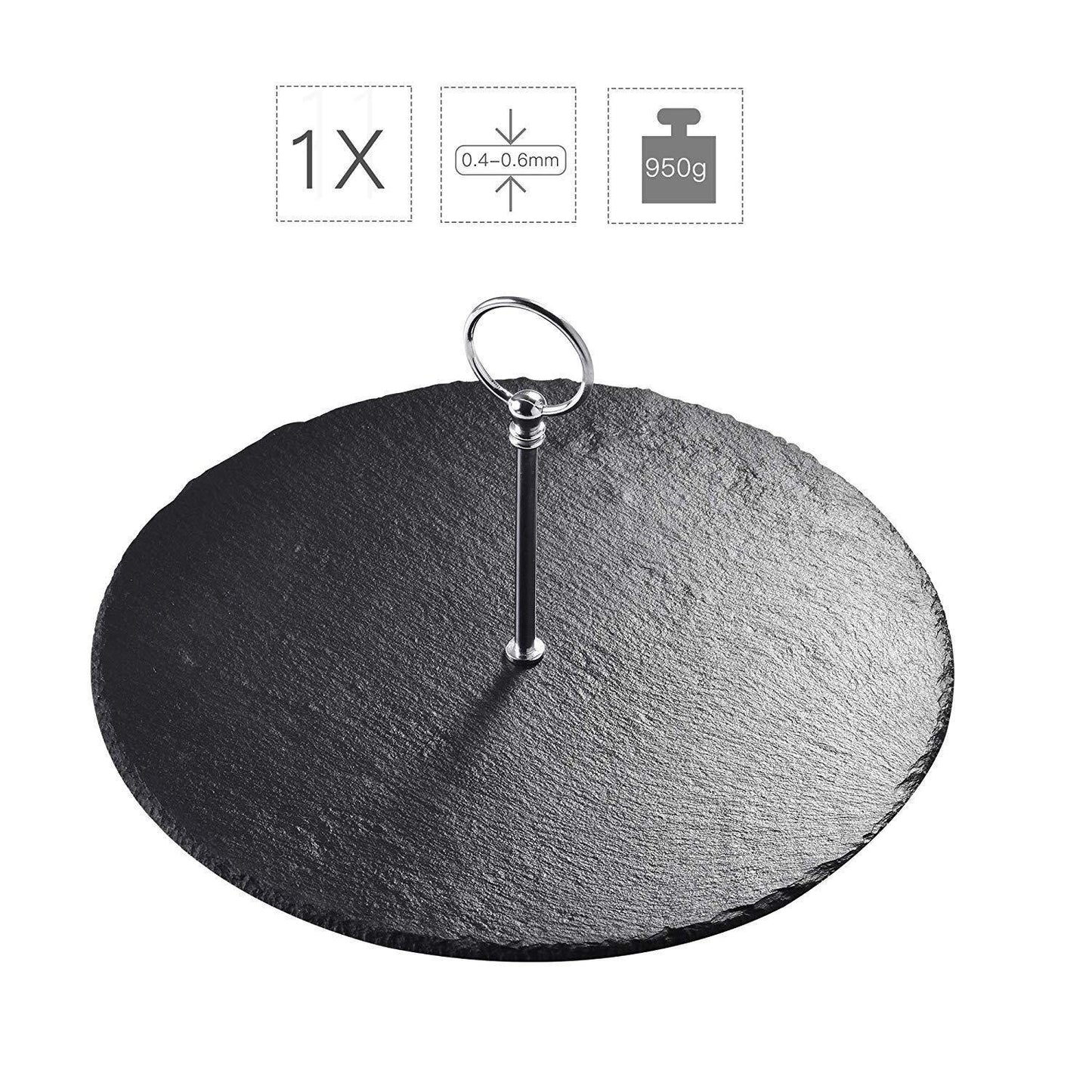 12" Natural Round Slate Serving Tray/Platter/Placemats Diameter with Handle 30 cm - Nordic Side - 12, 30, cm, Coasters, Coffee, Diameter, Handle, MALACASA, Mats, Natural, Placemats, Round, Se