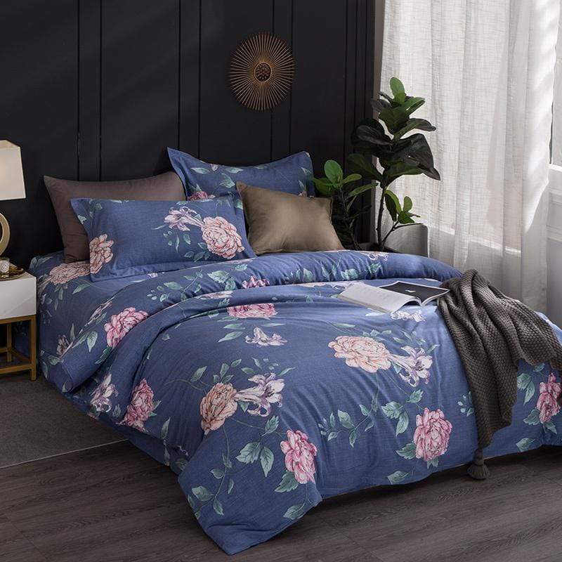 Blue Florals Duvet Cover Set - Nordic Side - bed, bedding, spo-enabled