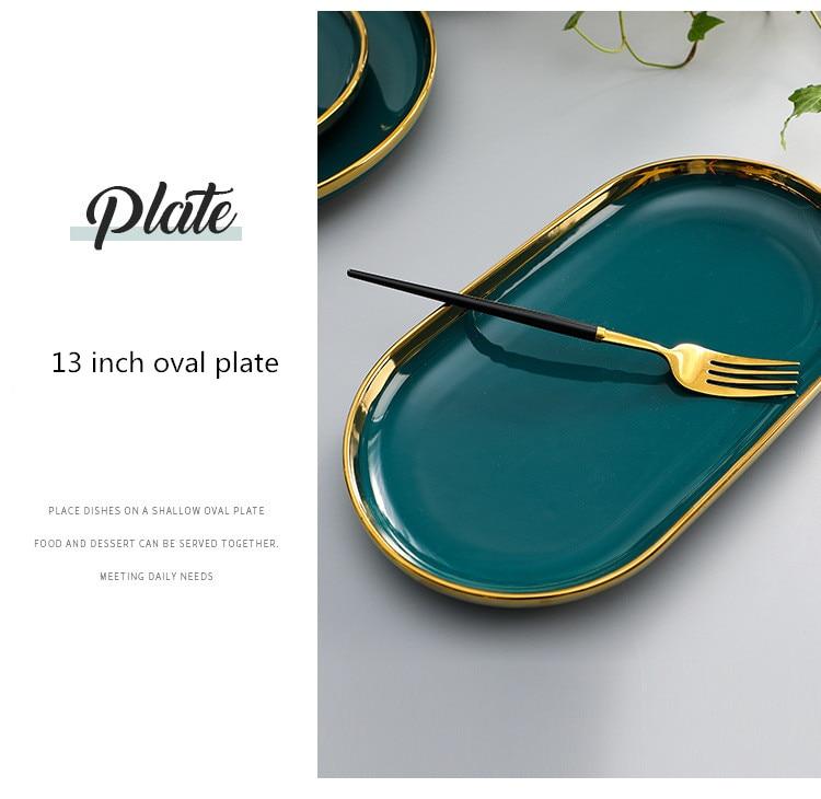 Green Elegant Green Ceramic Tableware Set