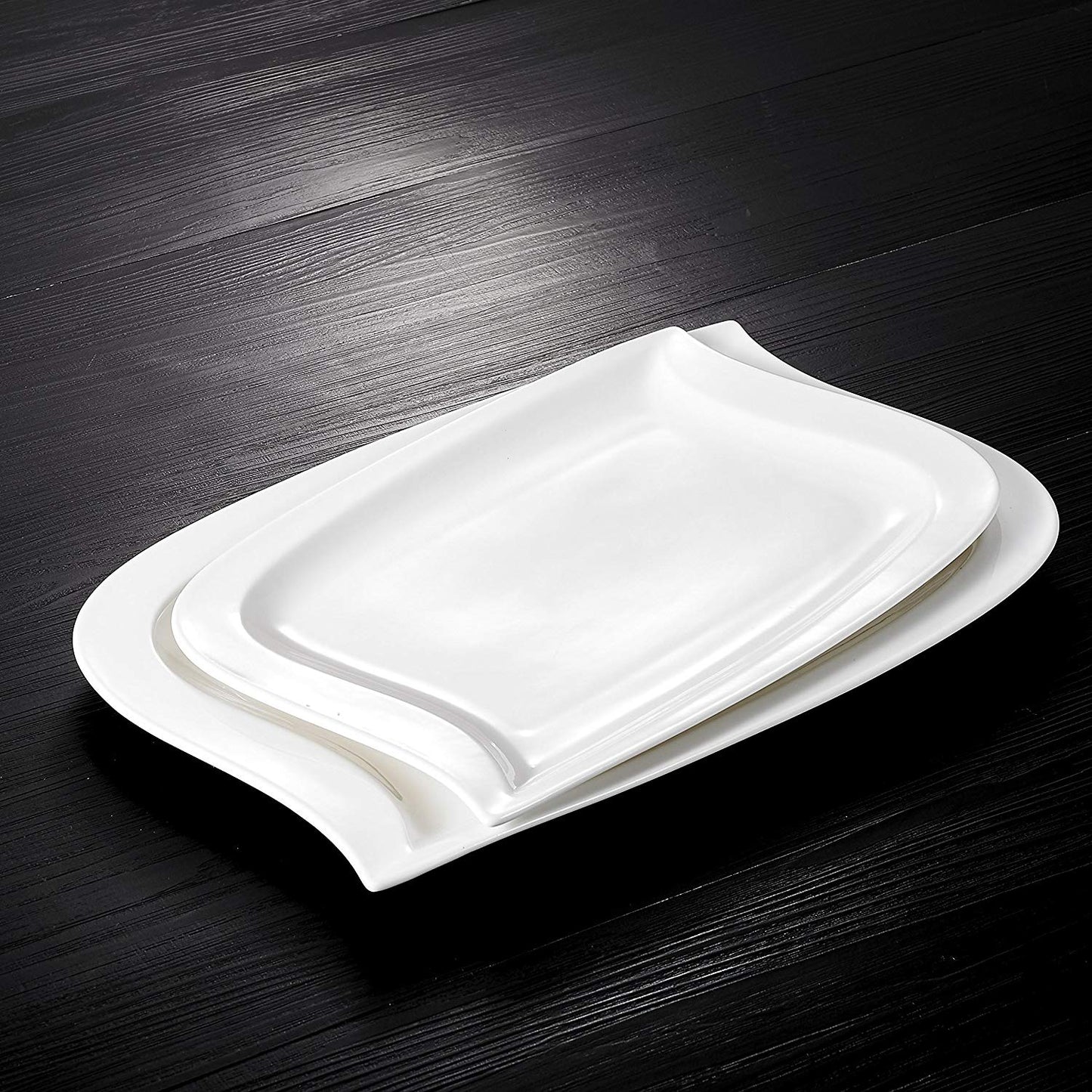 Elvira 2-Piece White Porcelain Serving Plates/11" Dessert Plate and 13.25" dinner Plate - Nordic Side - 11, 1325, and, Dessert, dinner, Dinnerware, Elvira, included, Large, MALACASA, Piece, P