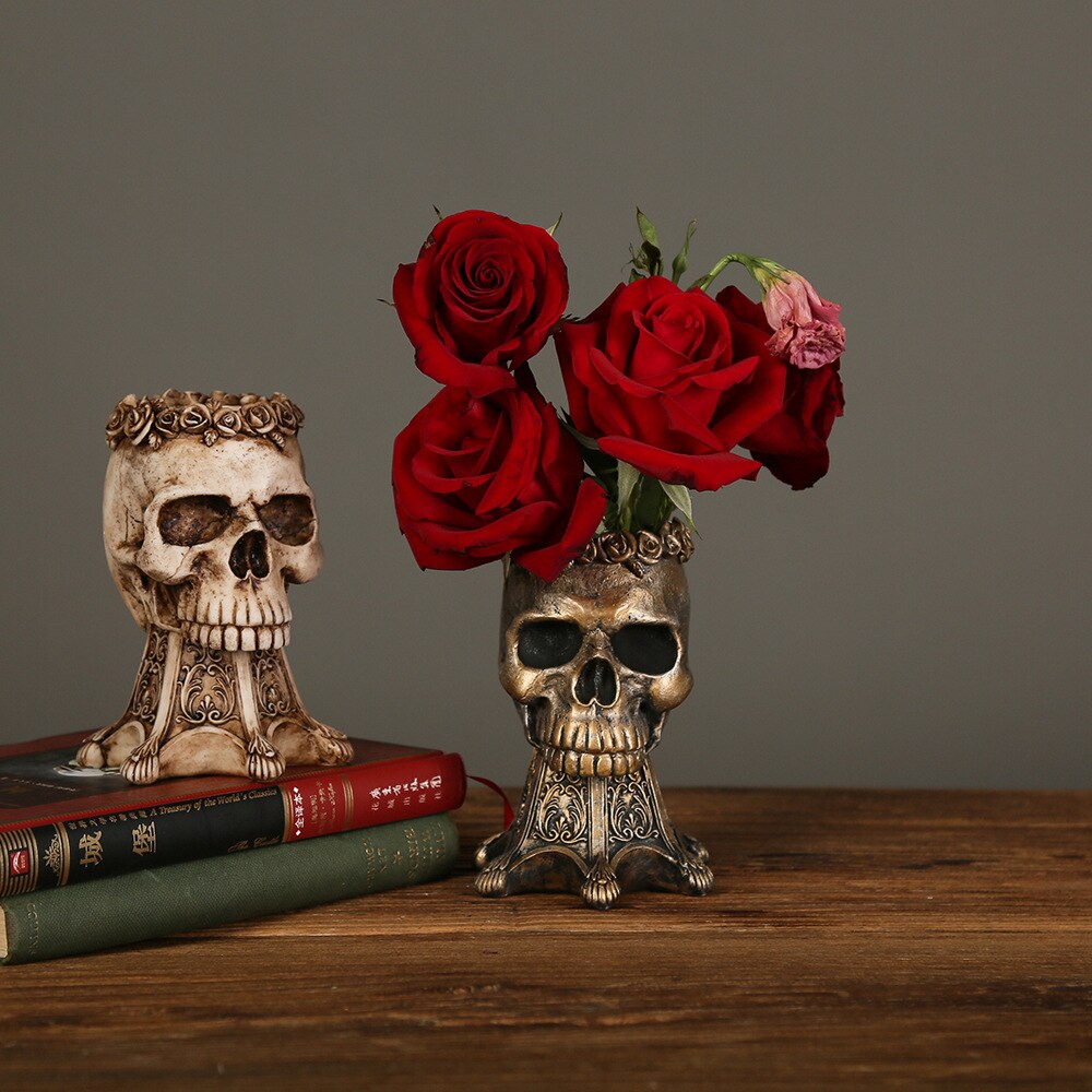 Resin Skull Flower Pot