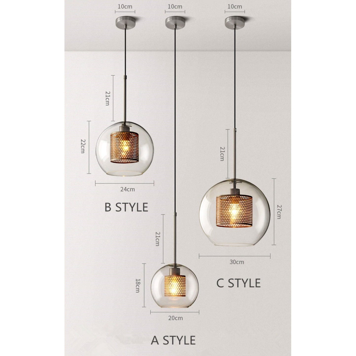 Inner Metal Transparent Pendant Light - Nordic Side - 