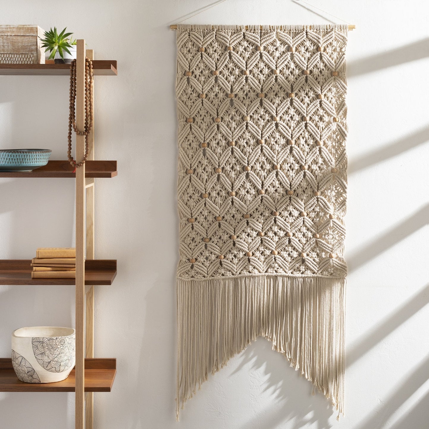 Beaded Macrame Woven Wall Tapestry - Nordic Side - 