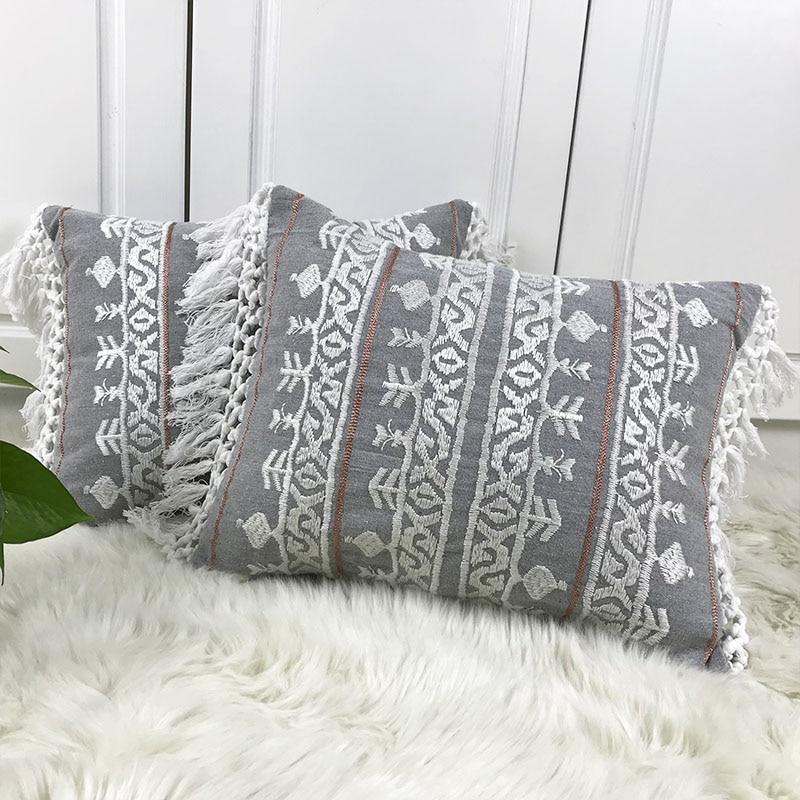 Linen Embroidered Pillow Case - Nordic Side - Bedroom, Living Room, not-hanger, Pillows