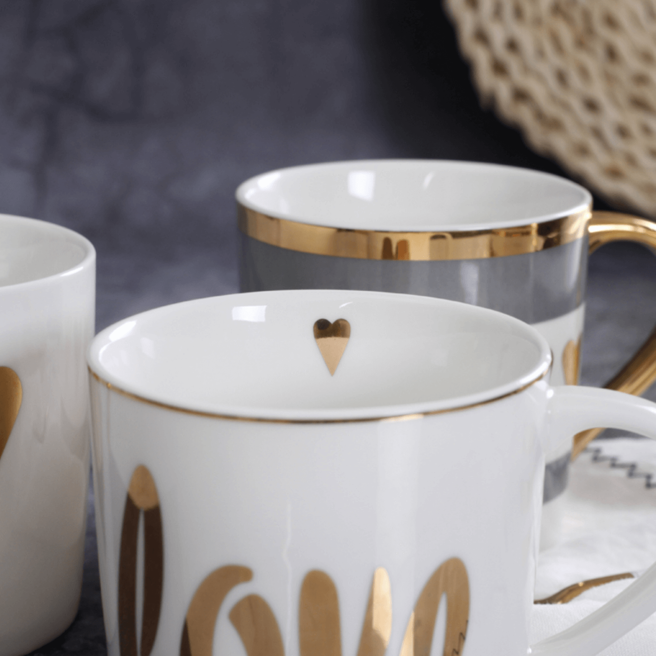 Lovely Gold Ceramic Mugs - Nordic Side - 