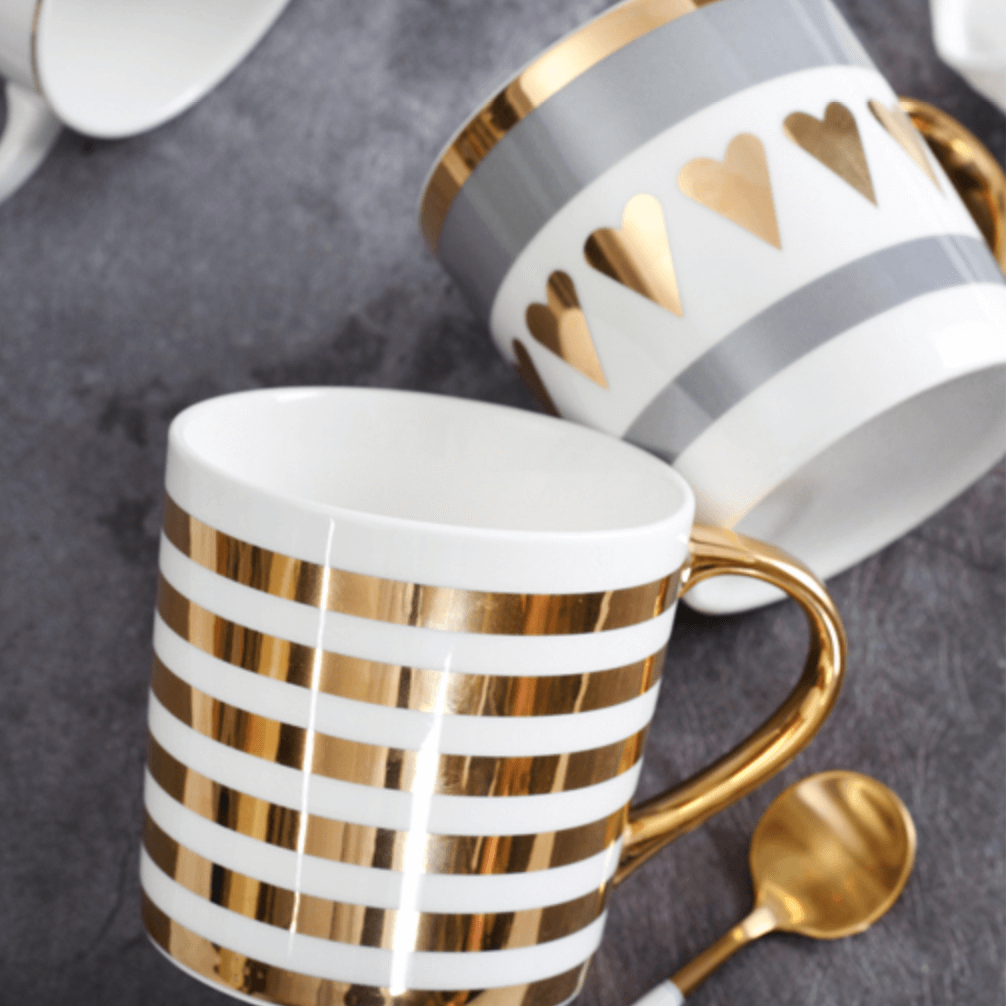 Lovely Gold Ceramic Mugs - Nordic Side - 