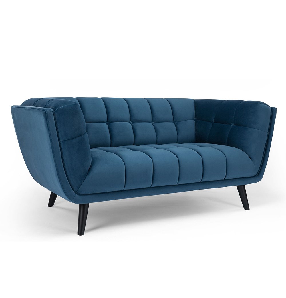 Lucas - Blue Velvet 2-Seater Sofa - Nordic Side - 06-10, feed-cl0-over-80-dollars, feed-cl1-furniture, feed-cl1-sofa, gfurn, hide-if-international, modern-furniture, sofa, us-ship