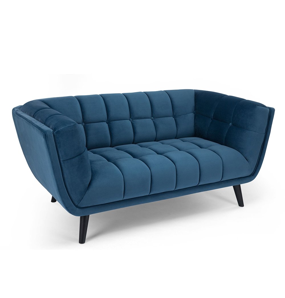 Lucas - Blue Velvet 2-Seater Sofa - Nordic Side - 06-10, feed-cl0-over-80-dollars, feed-cl1-furniture, feed-cl1-sofa, gfurn, hide-if-international, modern-furniture, sofa, us-ship