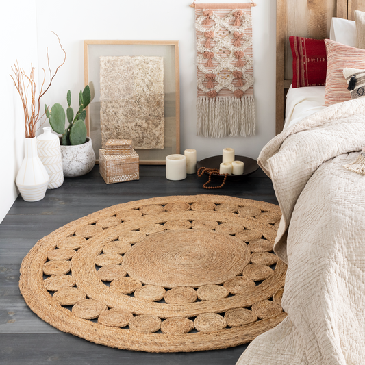 Round Jute Woven Rug - Nordic Side - 