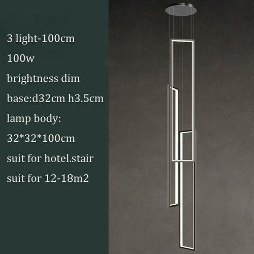 Modern LED Stair long chandelier minimalist creative rectangular villa