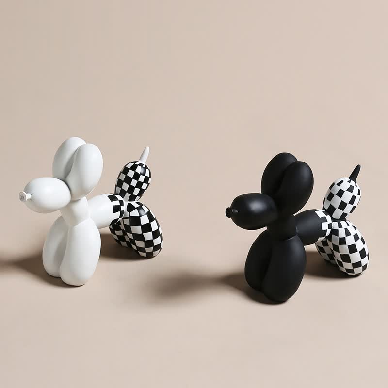 Checkered Balloon Dog Sculpture Collection