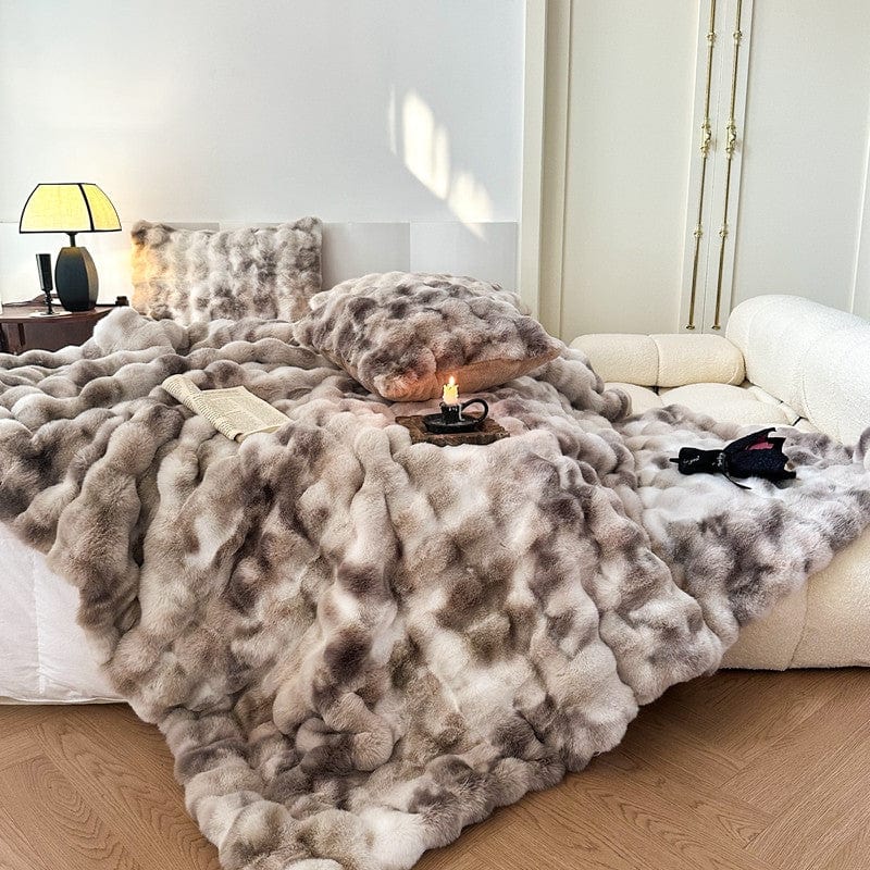 Tie Dye Rabbit Faux-Fur Blanket Throw