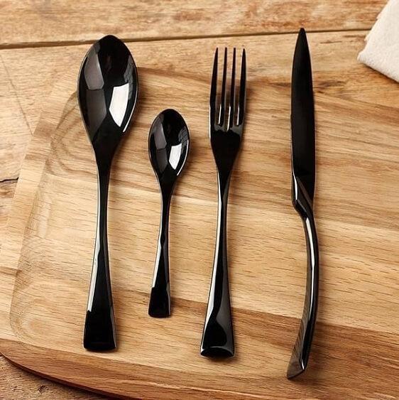 Onyx Jet Black Silverware Set - Nordic Side - architecture, arcitecture, art, artist, contemporaryart, decor, decoration, design, designer, designinspiration, edison, grey, home, home decor, 