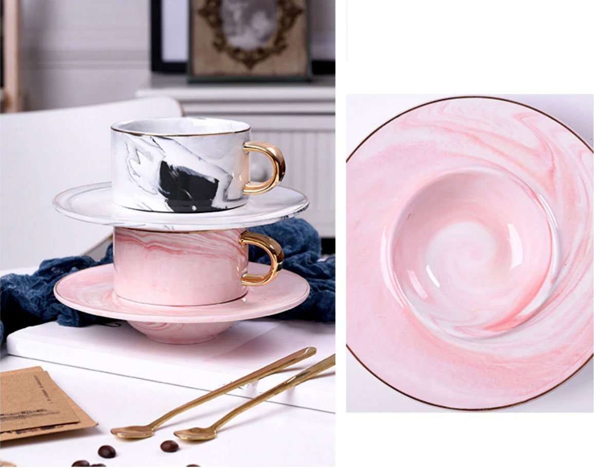 Pink & Grey Marble Tea Cup - Nordic Side - 