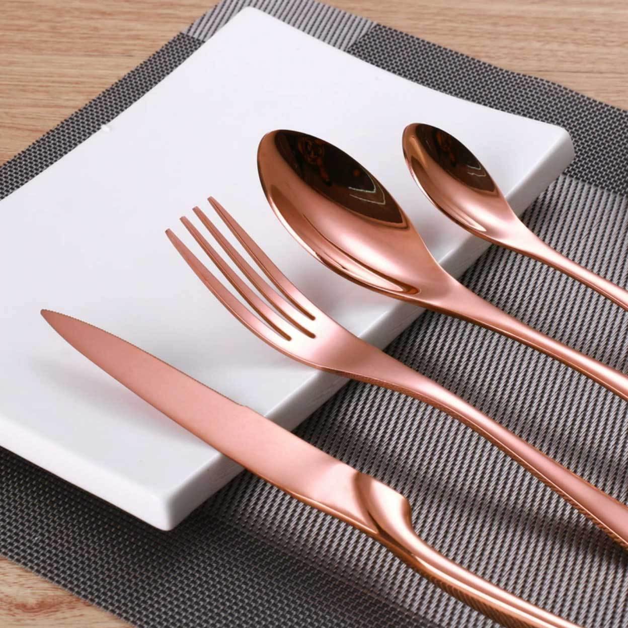 Rose Gold Slim Metal Cutlery Set - Nordic Side - 