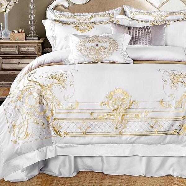 Royal White Egyptian Cotton Duvet Bedding Set (6 Pieces) - Nordic Side - architecture, arcitecture, art, artist, Bedromm, contemporaryart, decor, decoration, design, designer, designinspirati