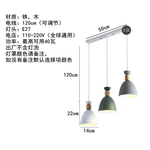 LED Wooden Steel Suspension Luminaire Simple Stylish Art Lamps