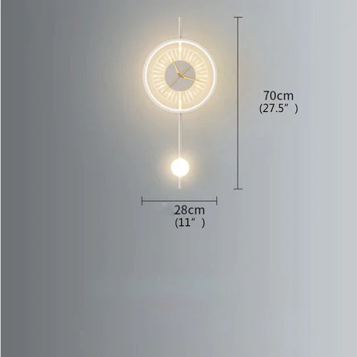Modern Wall Clock Lamp Led Minimalist Art Creative Sconce with Clock